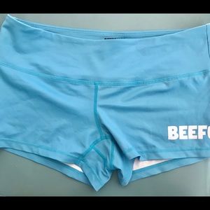 Beefpuff Barbell Teal booty shorts m